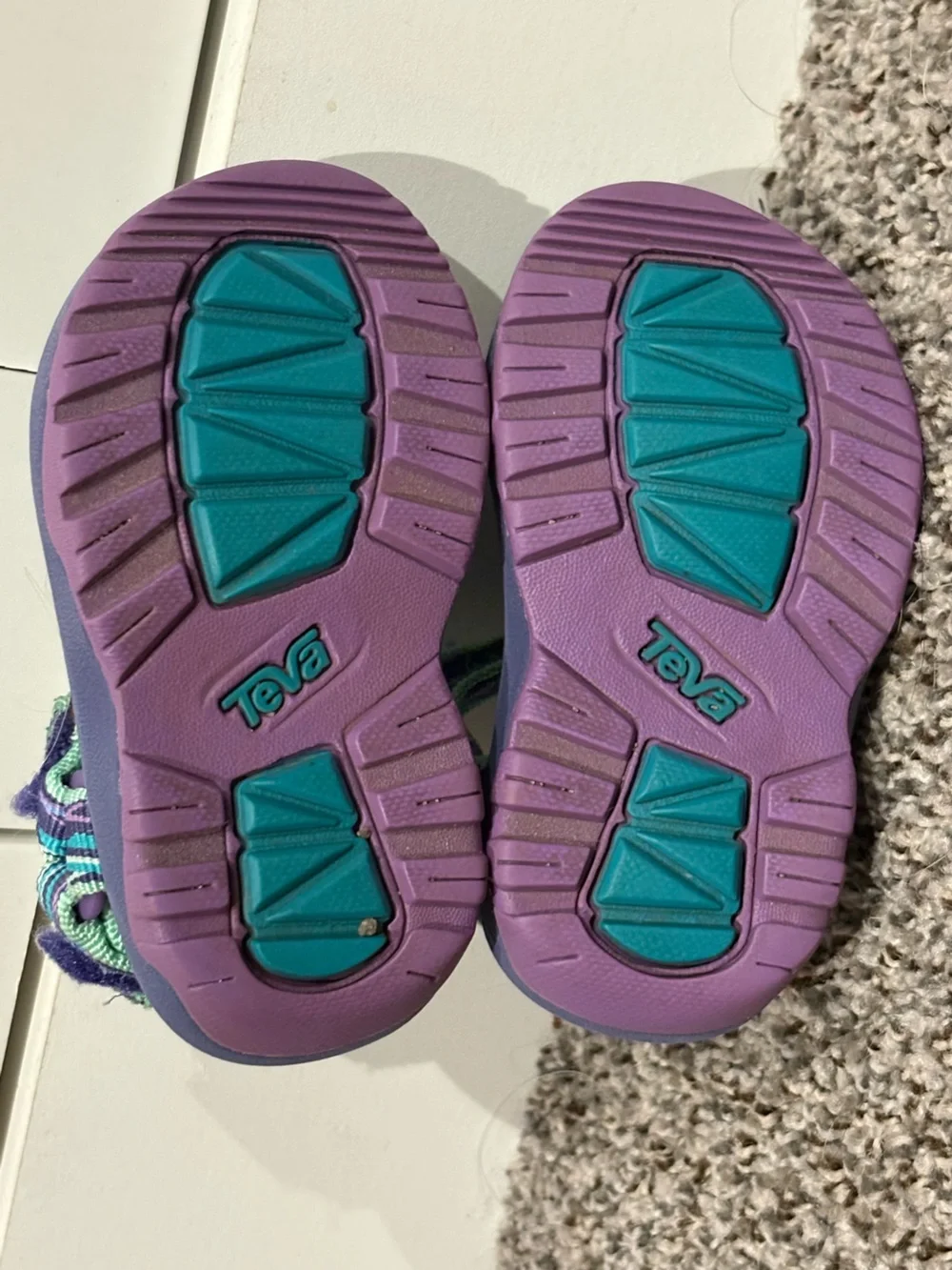 Teva Kids Purple, Teal & Mint Velcro Strappy Sandals Toddler Size 4c